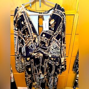 Black & Gold Party Dress - Plus Size 18US